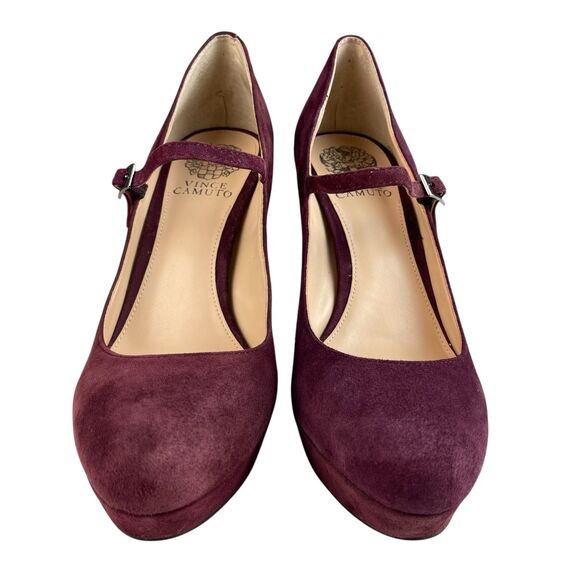 Vince Camuto Women's Joshlynn Mary Jane Pumps 8.5M Burgundy Suede Platform Heels - Picture 3 of 12